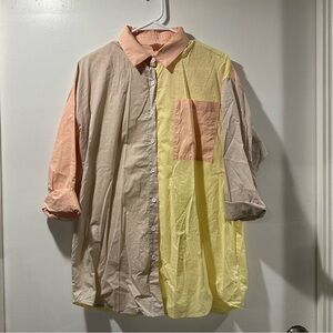 Color block button up